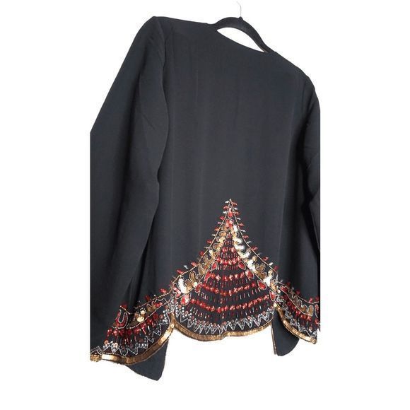 Novica Hand Beaded Glass Western Jacket Black Size Small Cardigan Long Sleeve - Picture 3 of 7